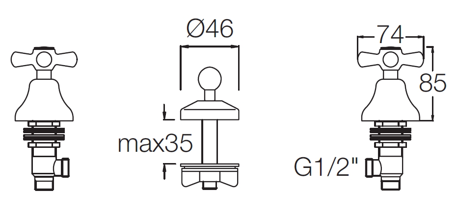 BATT.BIDET 3/F CROCE CROMO
