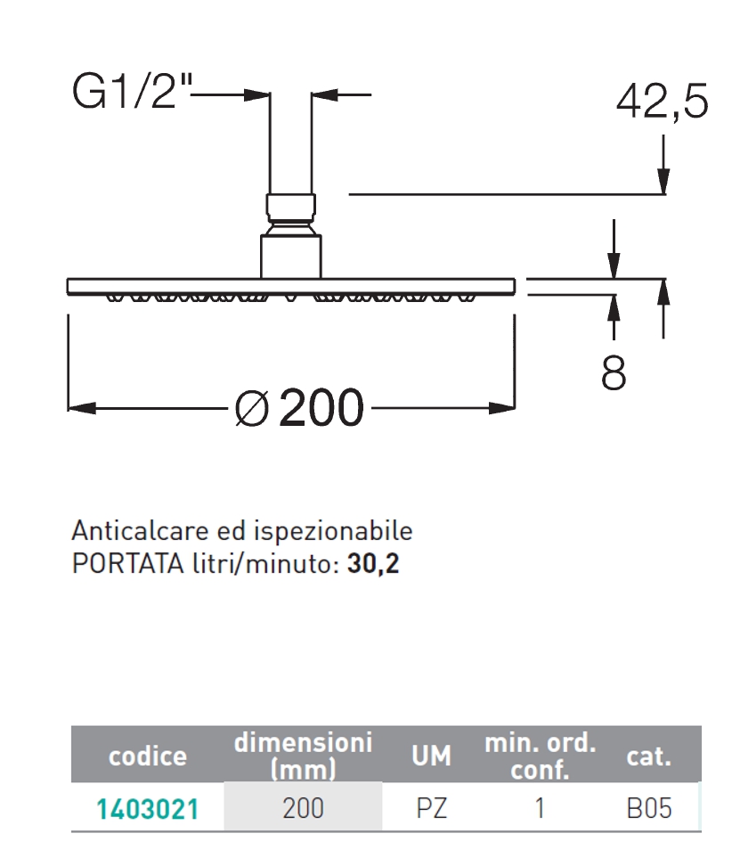 SOFFIONE 20 TONDO CROMO   