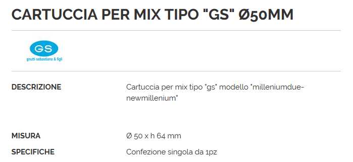 CARTUCCIA GS diametro 50 X H66    