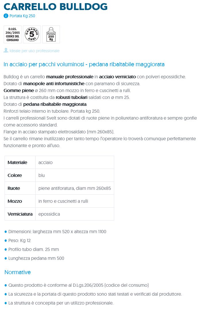 CARRELLO BULLDOG C/RIB PIE