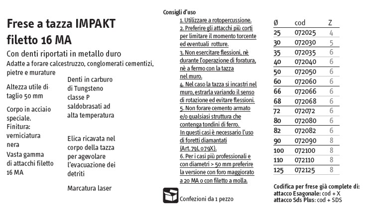 FRESA A TAZZA PERCUSS. diametro 30