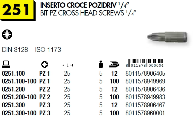 INSERTO CROCE PZ 1 x 25   