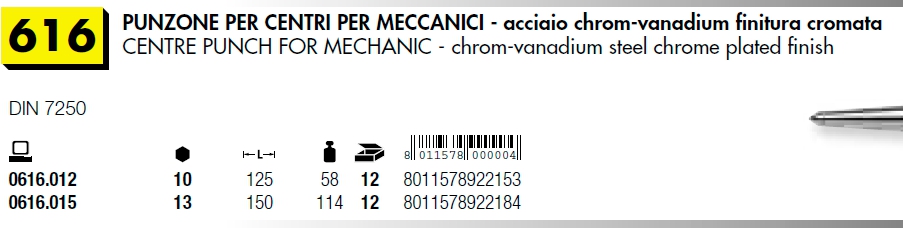 PUNZONI CENTRI MECC 10X125