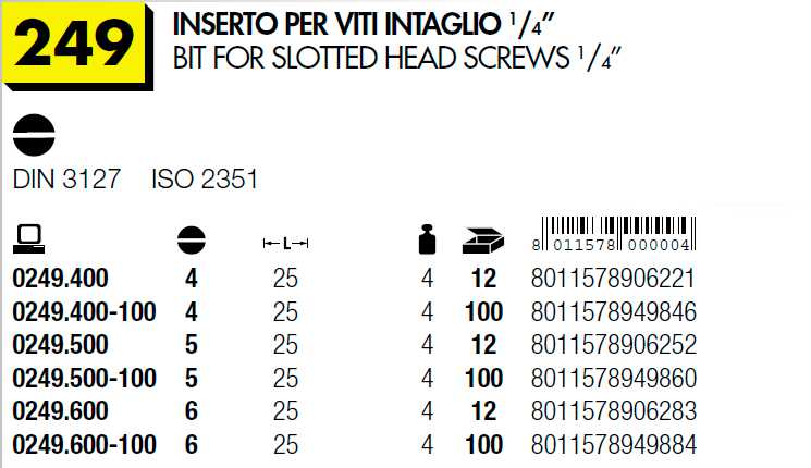 INSERTO TAGLIO MM 4X25    