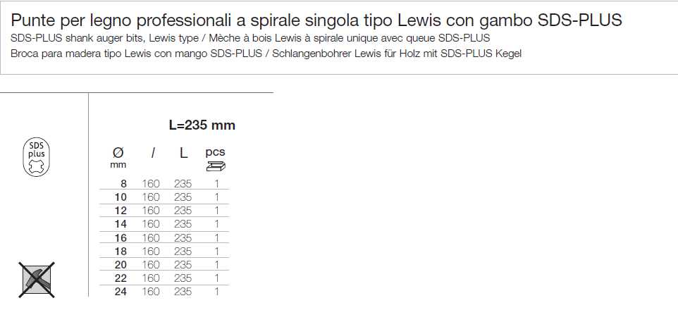 PUNTA LEGNO SDS PLUS 8x235