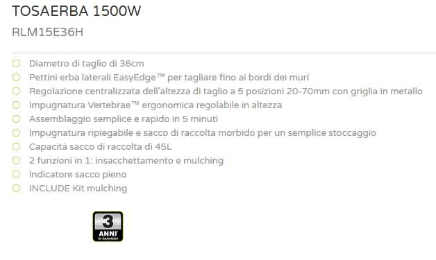 RASAER EL 1500W diametro 36 RLM15E