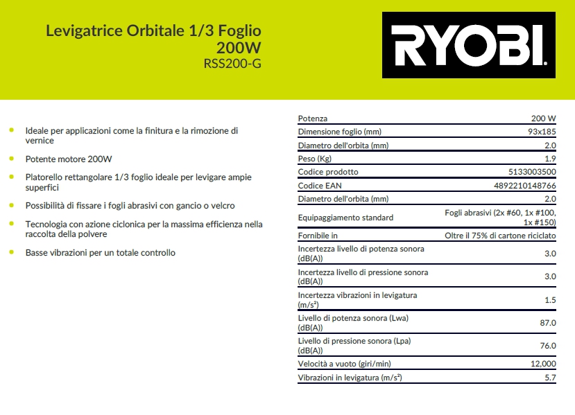 LEVIGATRICE ORB RSS200-G  