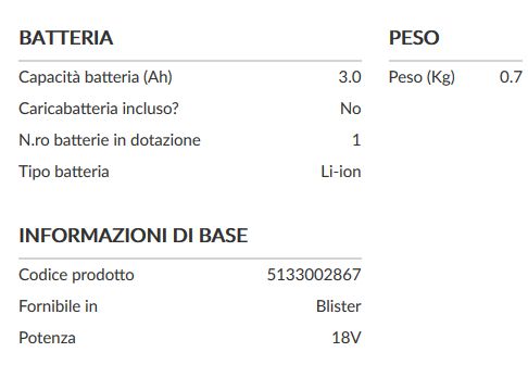 BATTERIA ALT/EFFIC 18V 4AH