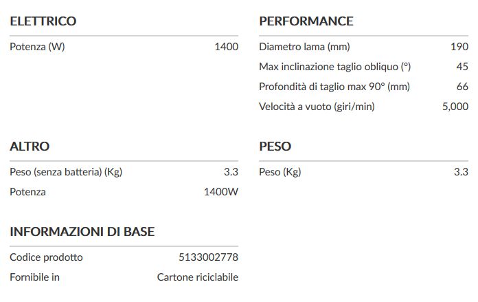 SEGA CIRCOLARE RCS 1400W  