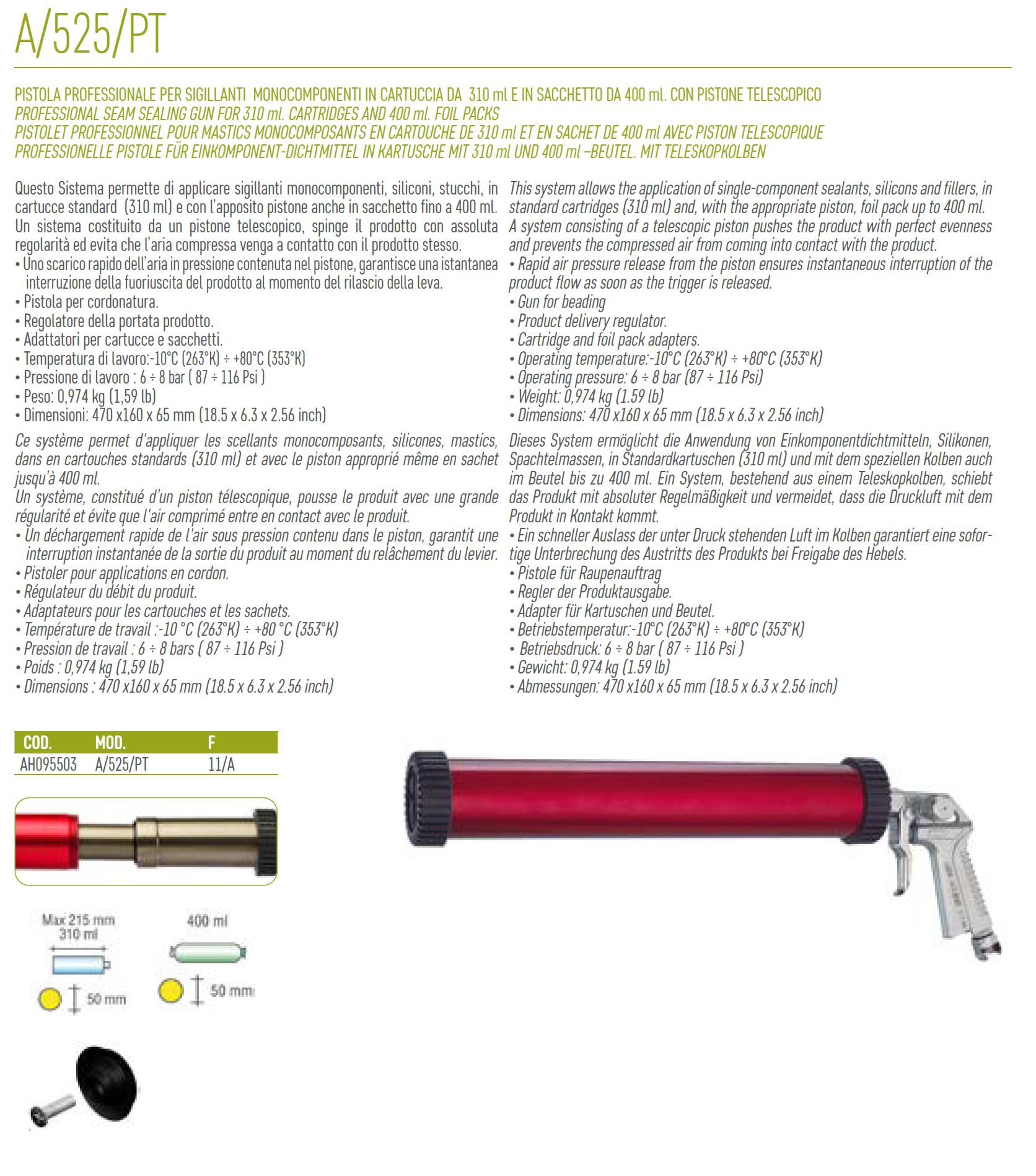 PIST SIL AIR COMP A/525/PT