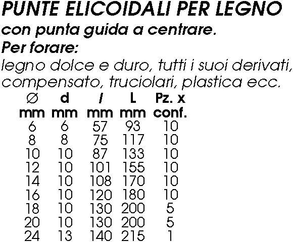 PUNTA x LEGNO diametro   6        