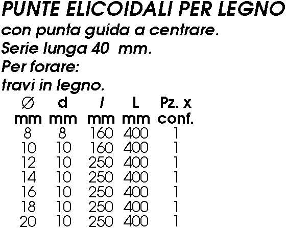 PUNTA x LEGNO diametro  8 L 400 mm