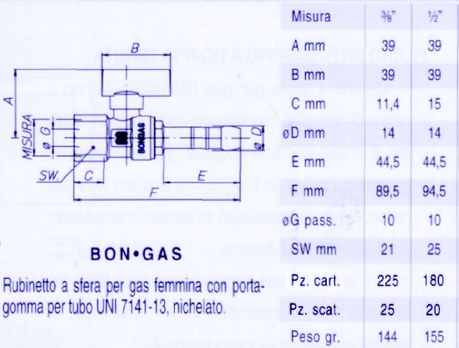 VALVOLA DR GAS PORT F 3/8 