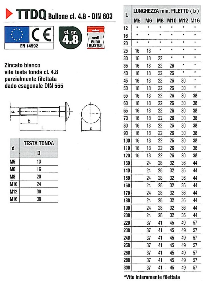 CAVICCHIE ZINC M6x30  500P