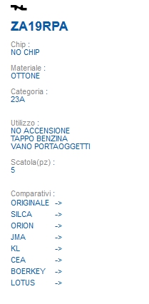 CHIAVE TRASPOND T00ZA19RPA