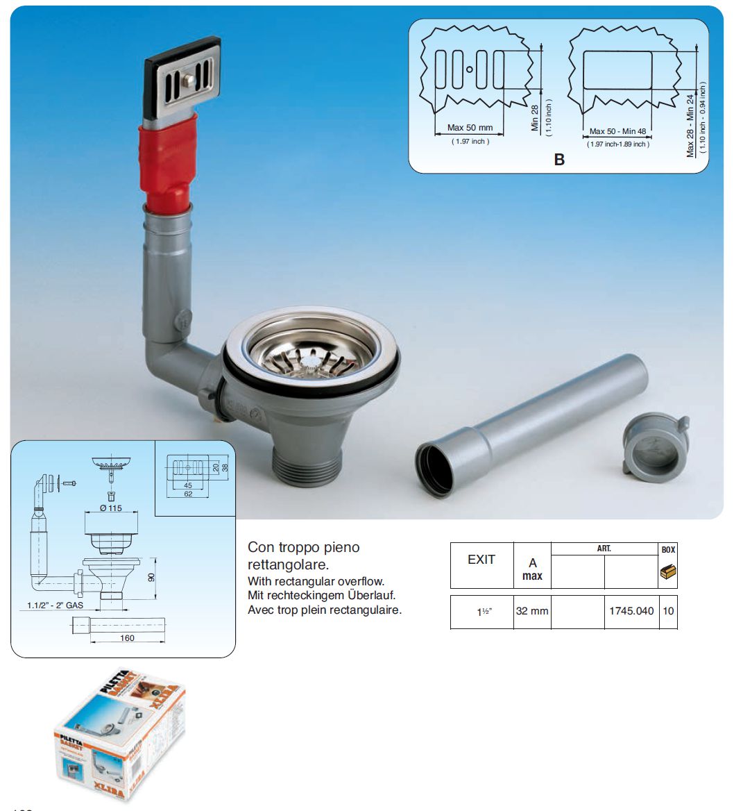 PIL BASKET C/TP RETT diametro 9 CM