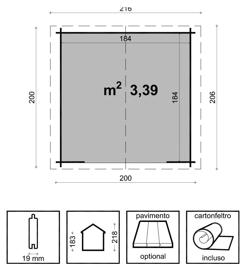 CASETTA GIULIA CM. 200X200