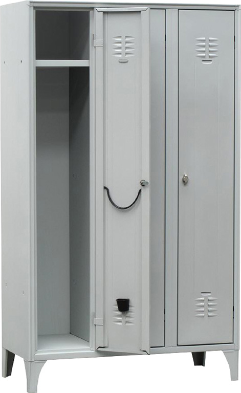 Armadio spogliatoio 3 POSTI  su piedi CM.105X35X180 - struttura portante realizzata in lamiera d'acciaio spessore 6/10 - ripiano