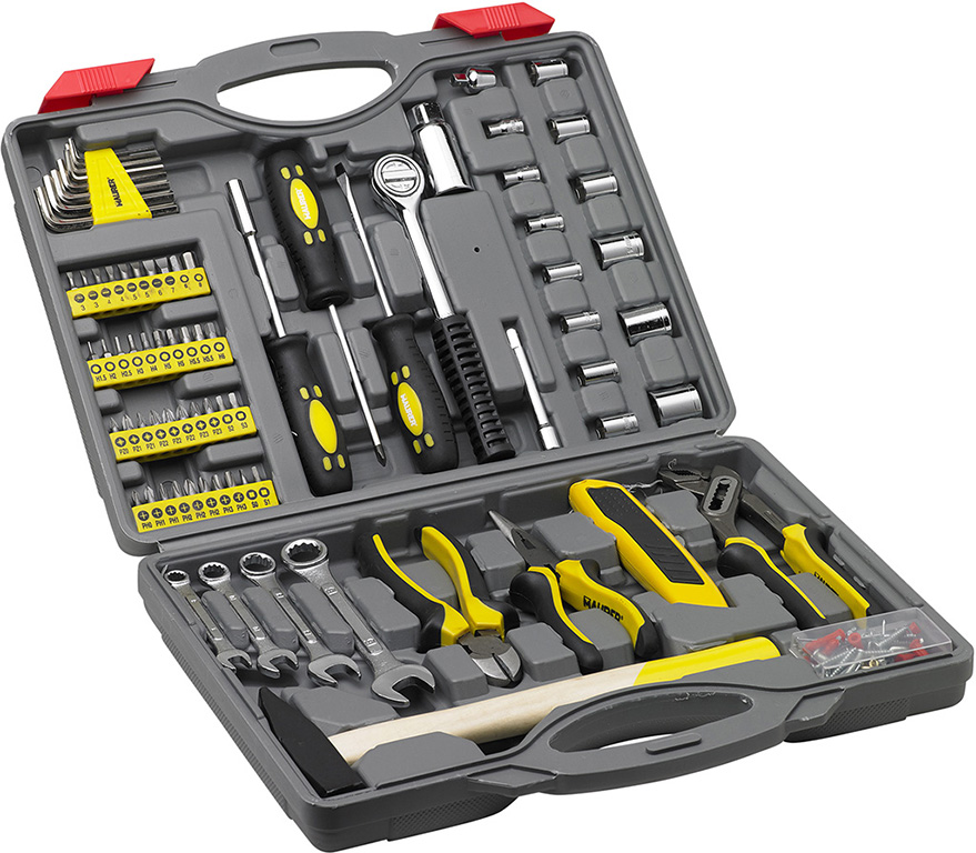 Assortimento 161 pz MAURER in acciaio al carbonio con trattamento termico - contiene: 4 chiavi a bussola attacco da 1/2 - 10 chi