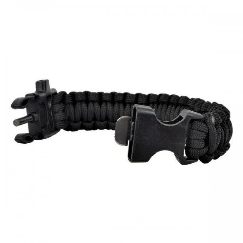 BRACCIALETTO SURVIVAL 3 IN 13 MT CIRCA DI CORDAACCIARINO E RASCHIETTOFISCHIETTOCOLORE NERO