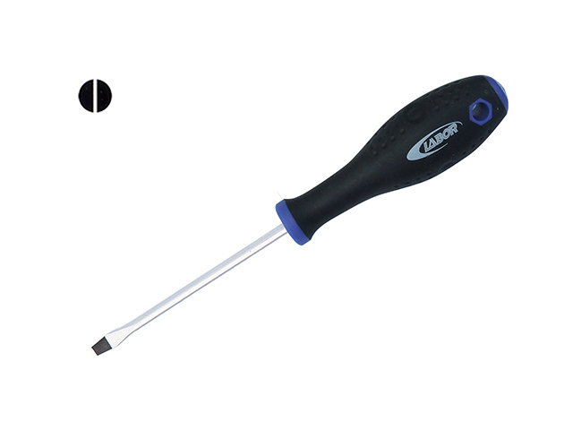Cacciavite a taglio mm4,0x100, lama meccanico in acciaio cromo vanadio molibdeno, punta magnetica e manico ergonomico.