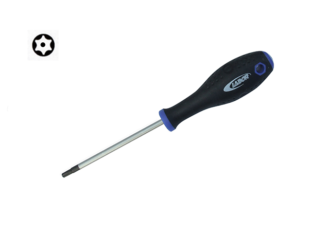 Cacciavite con lama torx T7 mm3,0x40 resistant tamper in acciaio cromo vanadio molibdeno, punta magnetica e manico ergonomico.