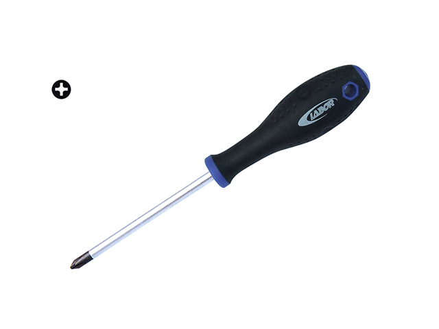 Cacciavite PH2 mm6,0X150 con lama a croce philips in acciaio cromo vanadio molibdeno, punta magnetica e manico ergonomico.
