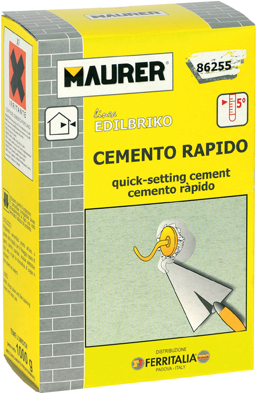 Cemento rapido MAURER EDILBRIKO 5kg per fissaggio di zanche, tasselli, piastrelle e tubi - adatto per uso interno ed esterno
