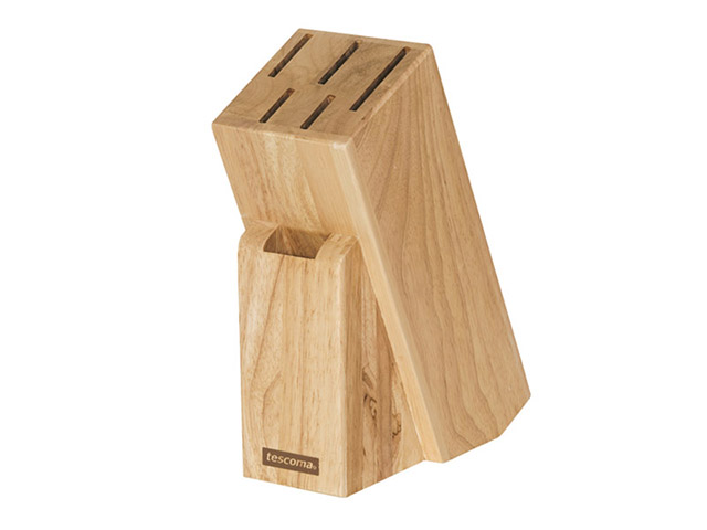 CEPPO PER 5 COLTELLI E TRINCIAPOLLO. Ceppo Woody da 6 fori per avere sempre a portata di mano i coltelli e anche il trinciapollo