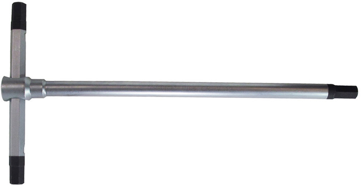 Chiave a T mm2,5X125 MAURER PLUS con tre estremità maschio esagonale, in acciaio cromo vanadio