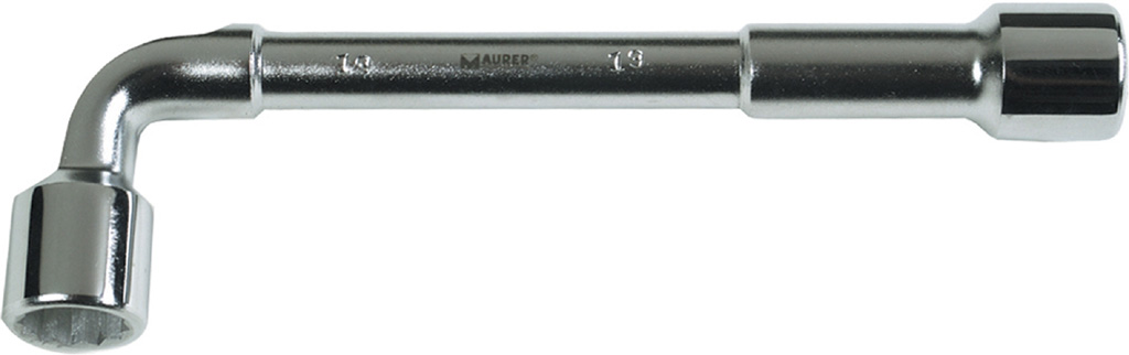 Chiave a pipa doppia esagonale/poligonale MAURER PLUS - con foro passante - in acciaio al carbonio C45 sabbiato. 13X13MM