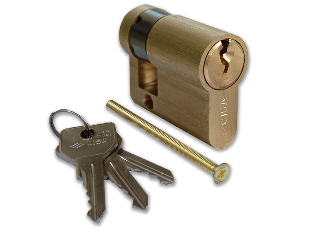 Cisa 0G304-02-0 Mezzo Cilindro europeo C2000, corpo in ottone, camma compatibile DIN, regolabile in 8 posizioni, fornito con 3 c