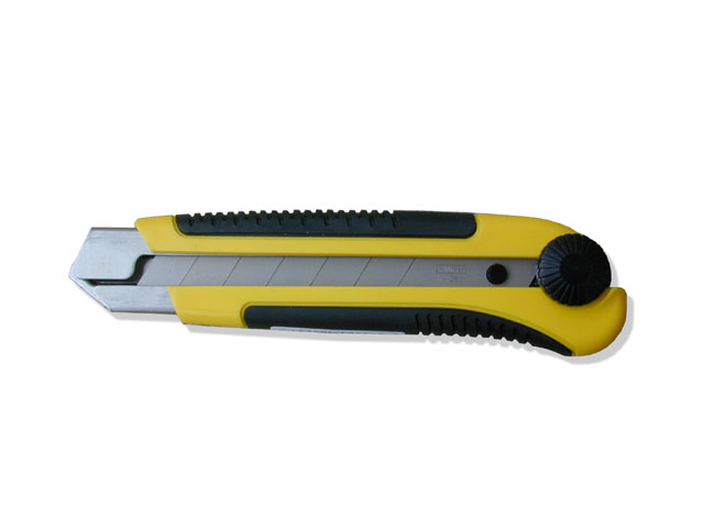 Coltello Stanley lama 25 mm. Corpo in materiale sintetico bi-material Dinagrip per un'ottima presa. Telaio in acciaio antiruggin