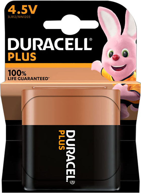 Confezione 1 pila alkaline DURACELL PLUS 100 - piatta 4,5V MN1203