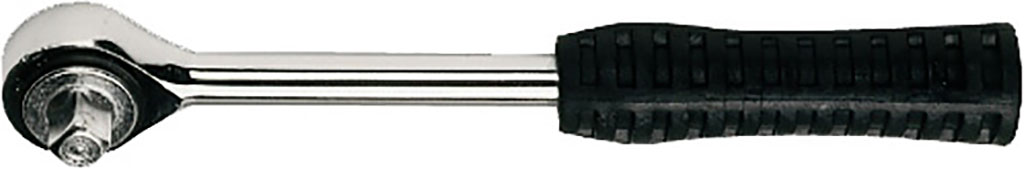 Cricchetto reversibile per bussole da 1/4 24 denti MAURER - in acciaio cromato - impugnatura ergonomica in gomma - DIN3122