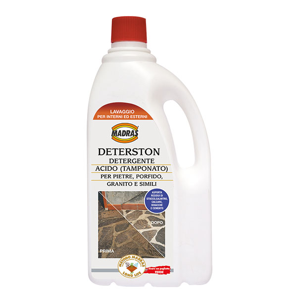 DETERSTON DETERGENTE, COMPOSTO ACIDO (TAMPONATO) PER PIETRA SERENA, PORFIDO, GRANITO E SIMILI DA 1LT