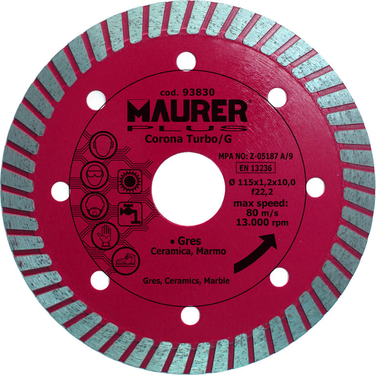 Disco diamantato MAURER PLUS a CORONA TURBO/G (gres) MM115