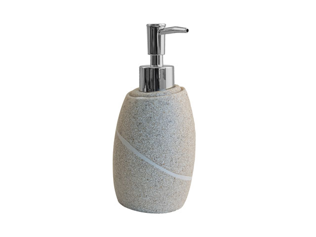 Dispenser per sapone in poliresina pietra naturale e plastica cromata. ART. 920019 LABOR