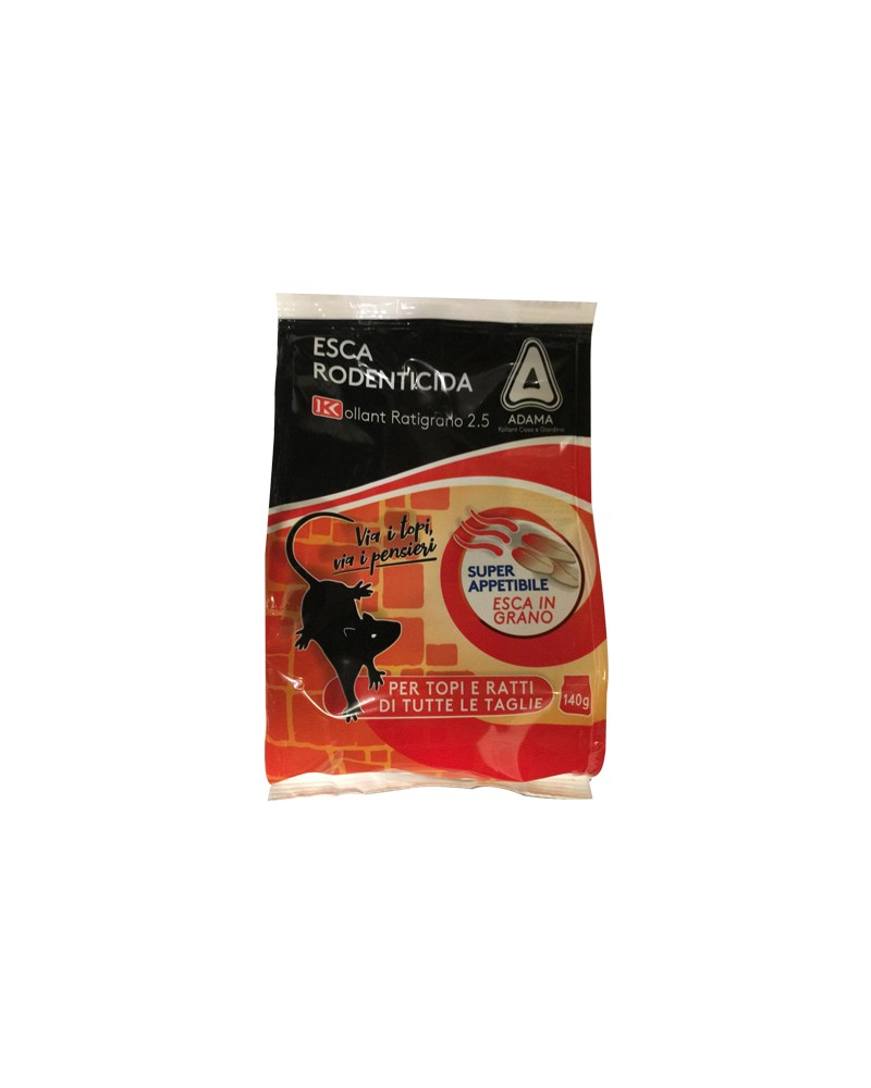 ESCA RODENTICIDA PER TOPI E RATTI Kollant Ratigrano 2.5 140G