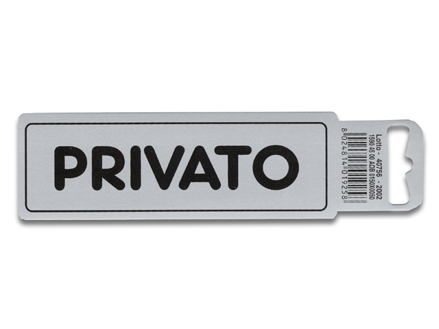 Etichetta adesiva PRIVATO. Dimensioni 150x50.