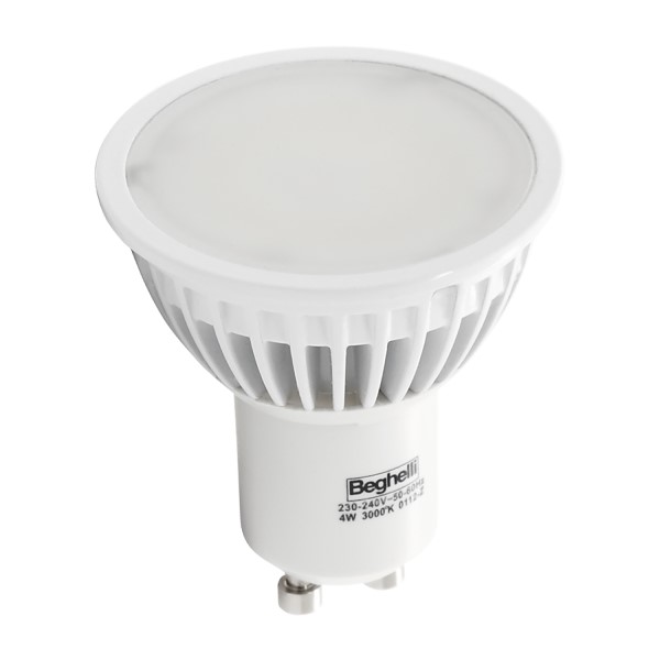 Faretto LED beghelliECOLED STD GU10 4W=35W LUCE NATURALE 4K 280LUMEN  38°art. BEG56969Dimensioni: 50x56mm