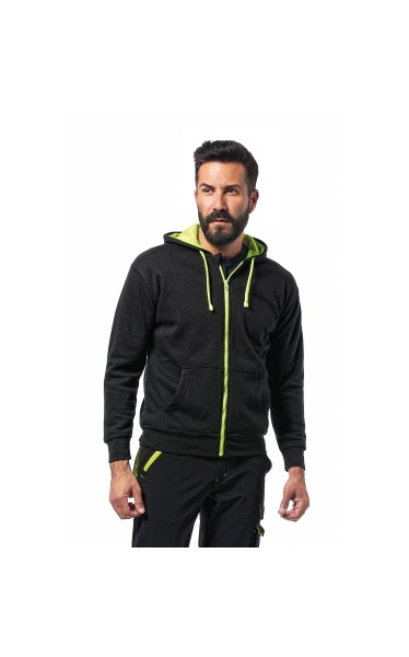 FELPA POLYCOTONE ZIP LUNGA TAGLIA S NERA/GIALLA LOGICA ART. FIJI/4