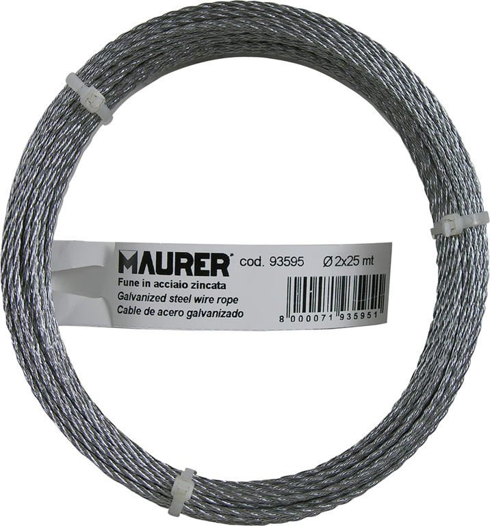 FUNE COMMERCIALE 54 FILI ACCIAIO ZINCATO 4MM 10MT