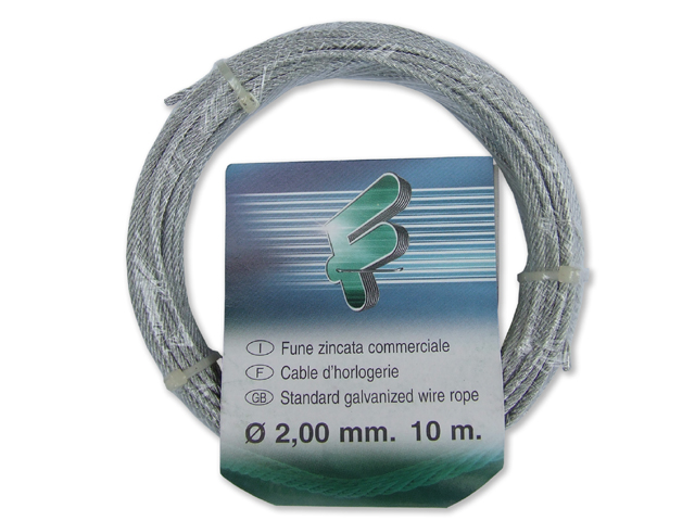 Fune zincata commerciale a 72 fili 3MM X 50MT R.60MM Fune per uso generico.
