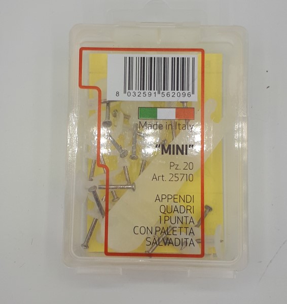 GANCI APPENDI QUADRI 1 CHIODO CON PALETTA SALVADITA BLITZ NEW 20PZ