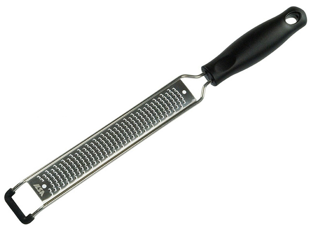 GRATTUGIA INOX CON MANICO ANTISCIVOLO 38,5CM CON LAMA LAMA FINE 3,5X22CM