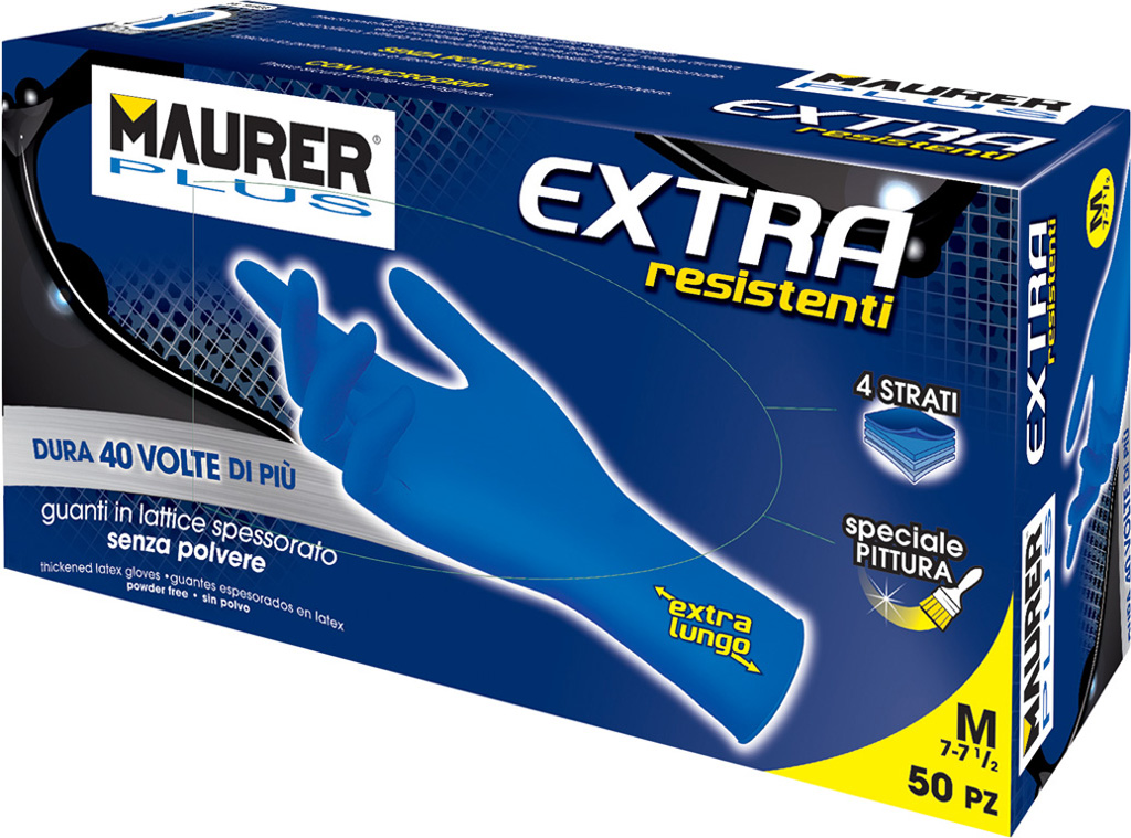 Guanti in lattice rinforzato TAGLIA M MAURER PLUS mod. EXTRA MONOUSO