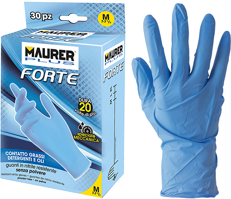 GUANTI IN NITRILE FORTE BLU TG.M CONF. 30 PEZZI
