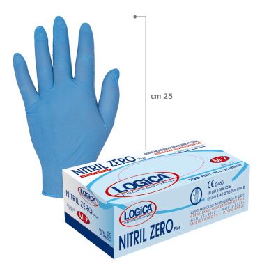 GUANTI MONOUSO NITRILZERO BLU TAGLIA S SENZA POLVERE 100PZ LOGICA