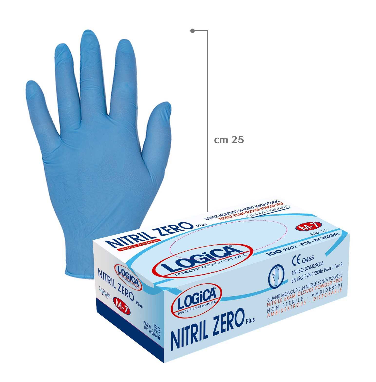 GUANTI MONOUSO NITRILZERO BLU TAGLIA XL SENZA POLVERE 100PZ LOGICA